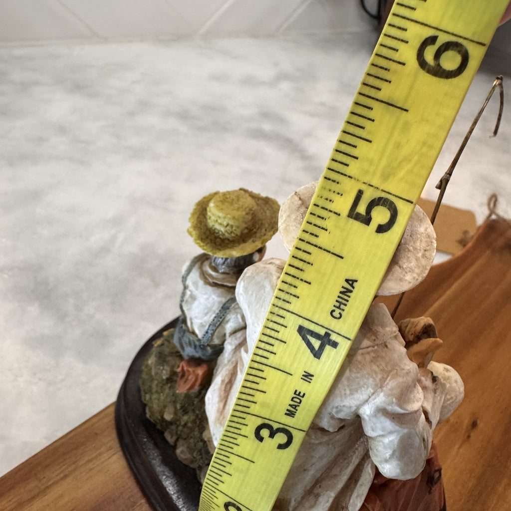 Vintage Americana Fishing Figurine - Father & Son / Grandfather & Boy 5inch