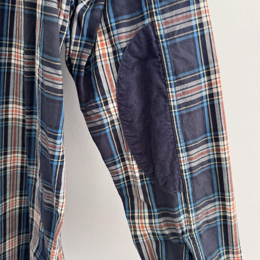 H&M L.O.G.G Mens XL Plaid Flannel Shirt Blue Corduroy Collar