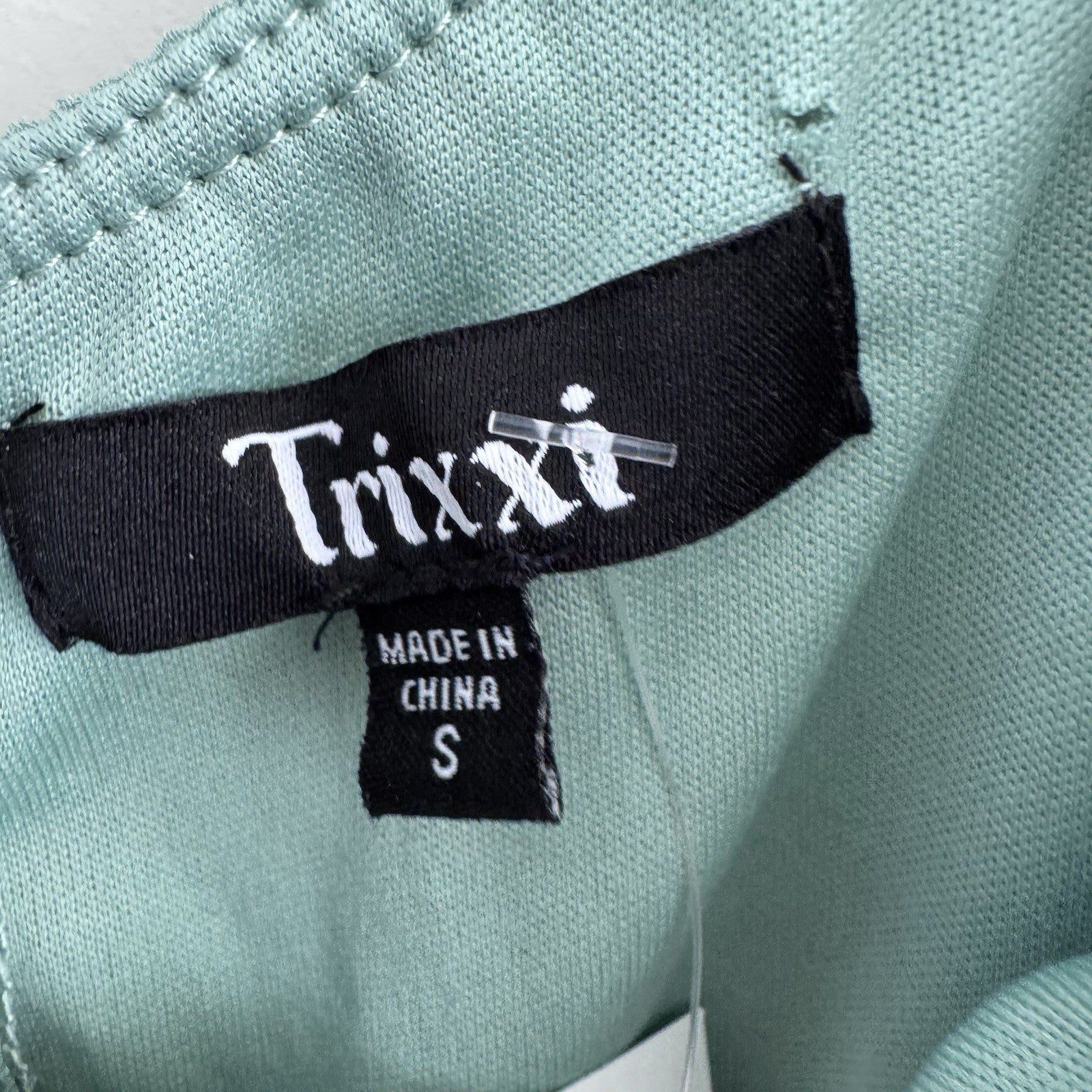 Trixxi Womens S Sage Green Swiss Dot Puff Sleeve Mini Dress NWT