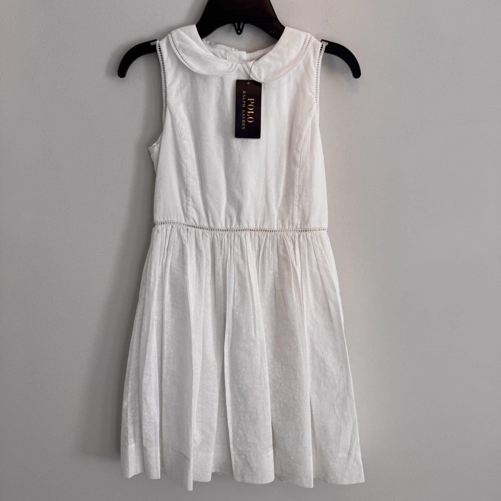 Polo Ralph Lauren Girls White Dress Size 8 Peter Pan Collar NWT  Easter Church