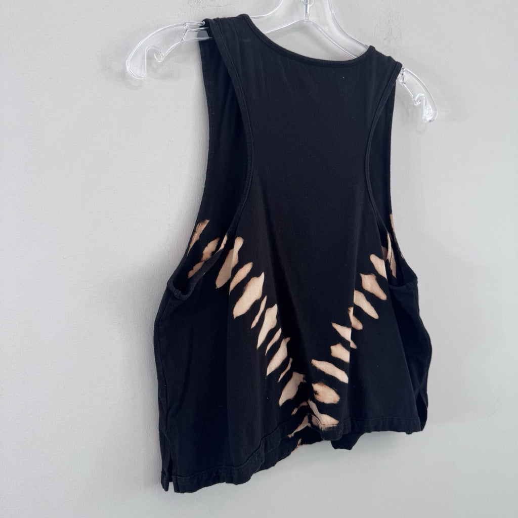 Free People We The Free Distressed Tank Top Black Cutout Bleach M