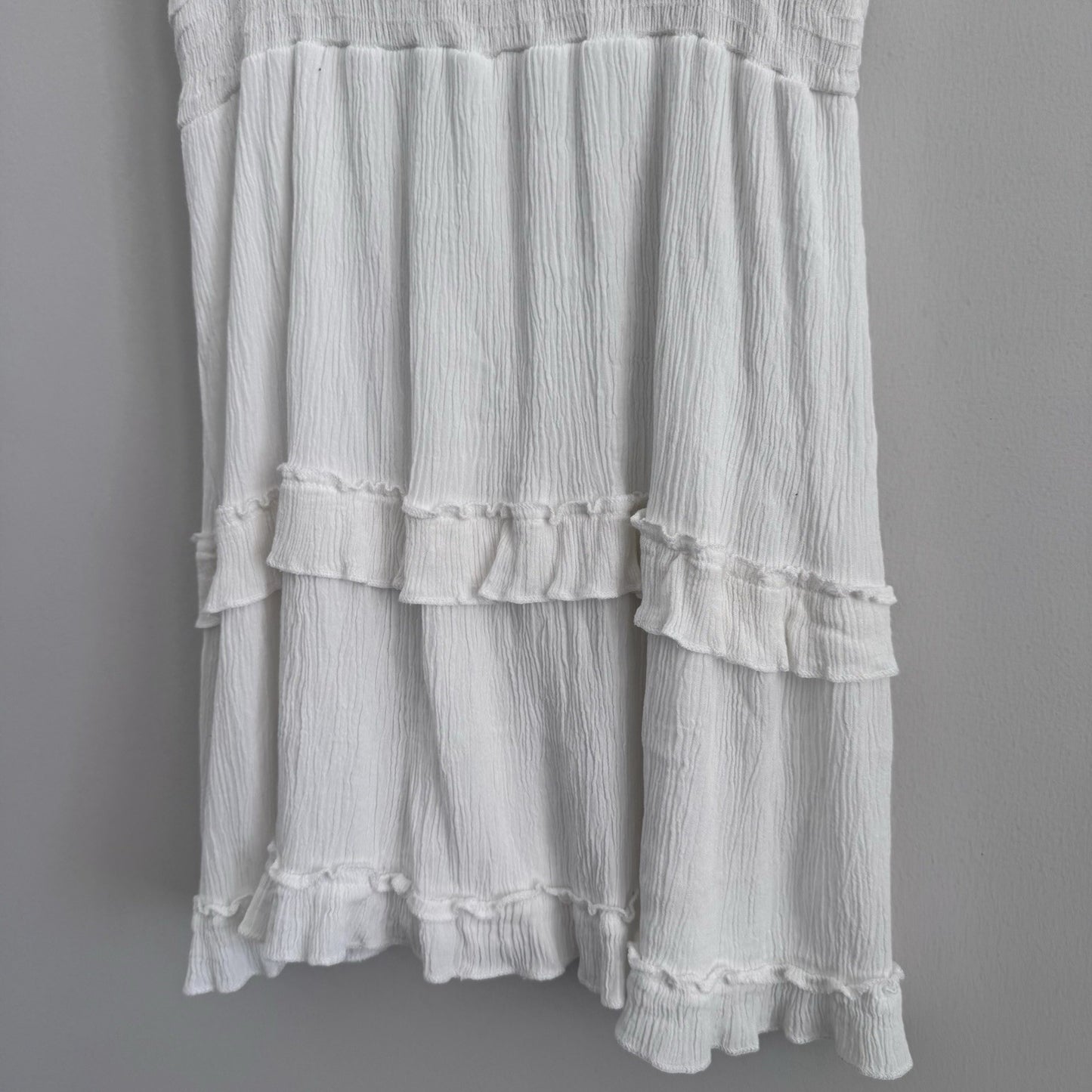 Altar’d State White Ruffle Tiered Dress L Surplice V Neck Boho