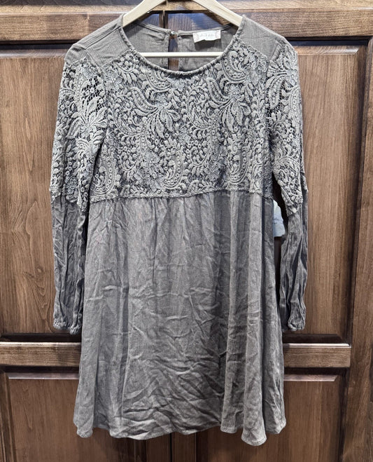 NWT Altard State Olive Green Boho Lace Tunic Dress Size Small Long Sleeve 