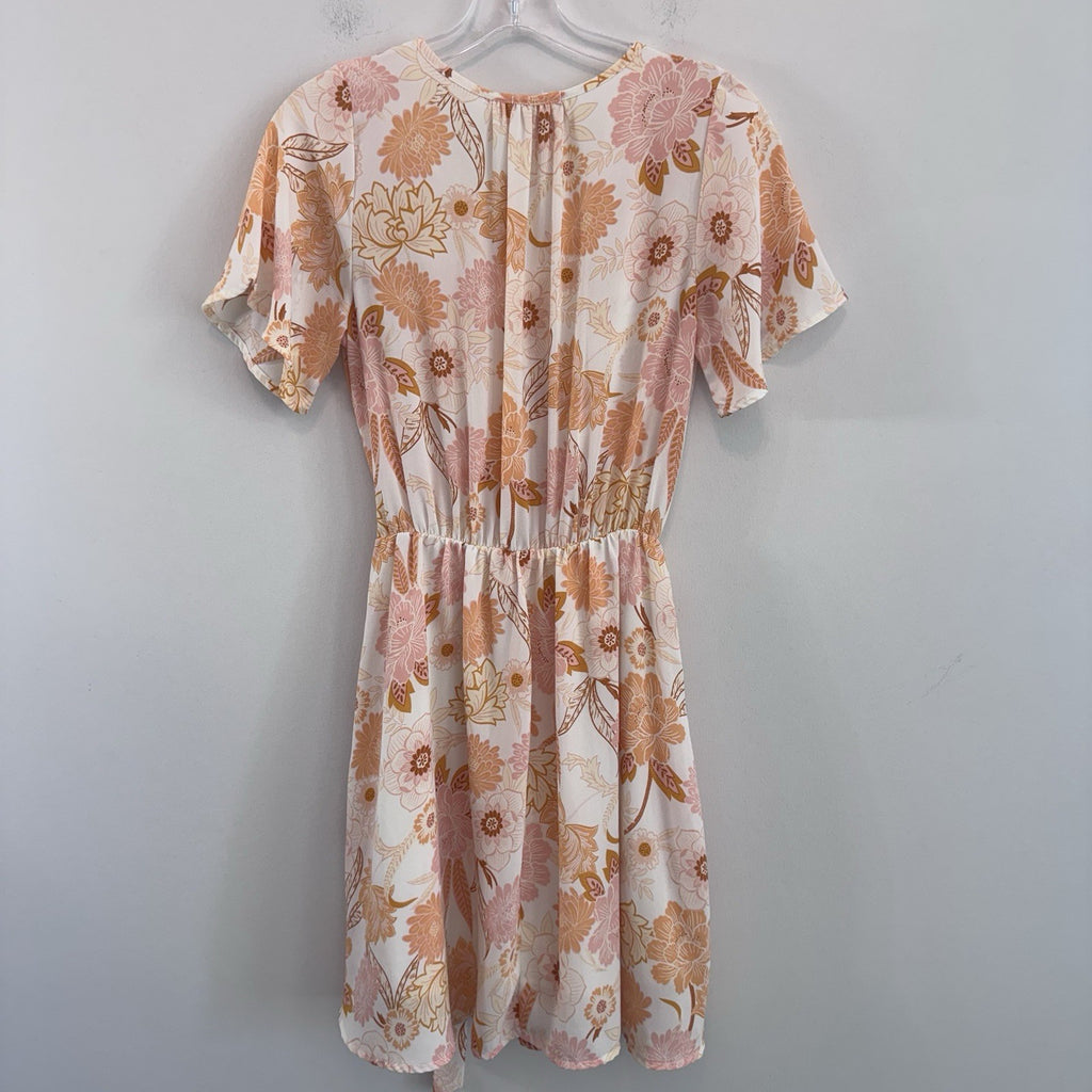 Sienna Sky Floral Wrap Dress Women’s Small Pink Peach Boho Cottage