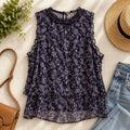 AE American Eagle Floral Ruffle Sleeveless Blouse Top Women XL Boho