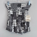 NWT Altar’d State Boho Smocked Tiered Mini Skirt M Cream Charcoal
