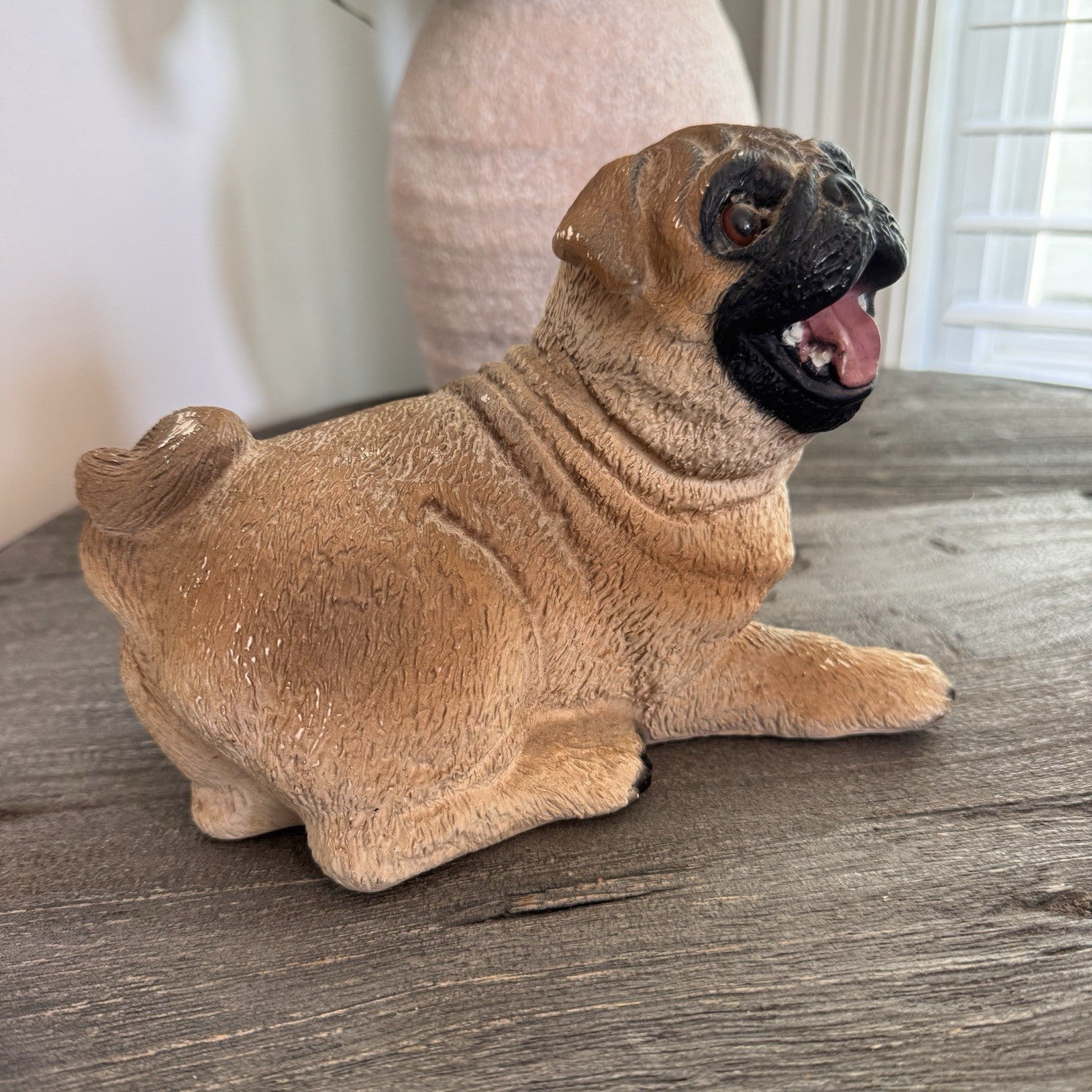 Vintage 1997 Home Interiors & Gifts Pug Dog Figurine Statue Made in USA 8"