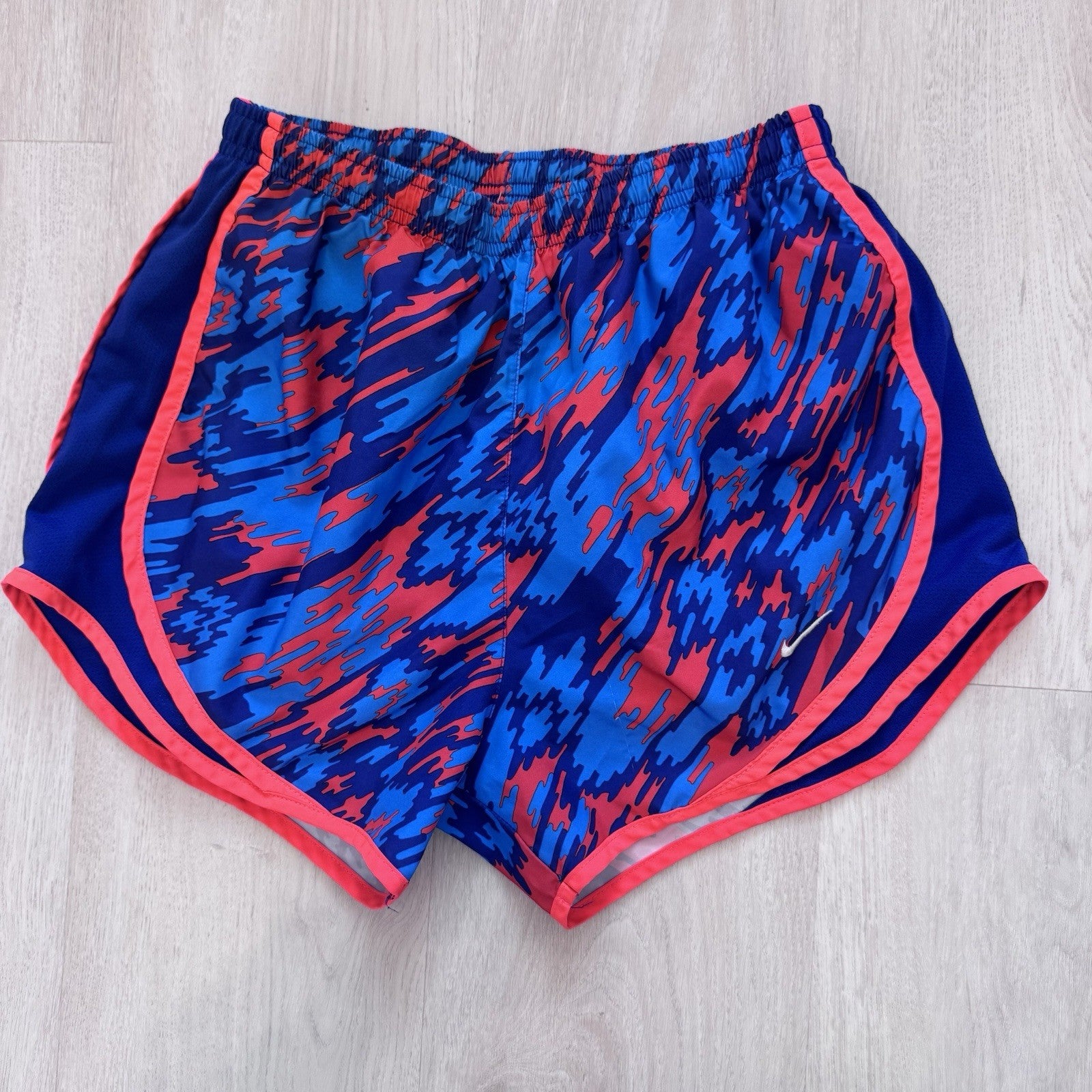 Nike Dri-Fit Womens Running Shorts Small Blue Red Abstract Athletic Activewear