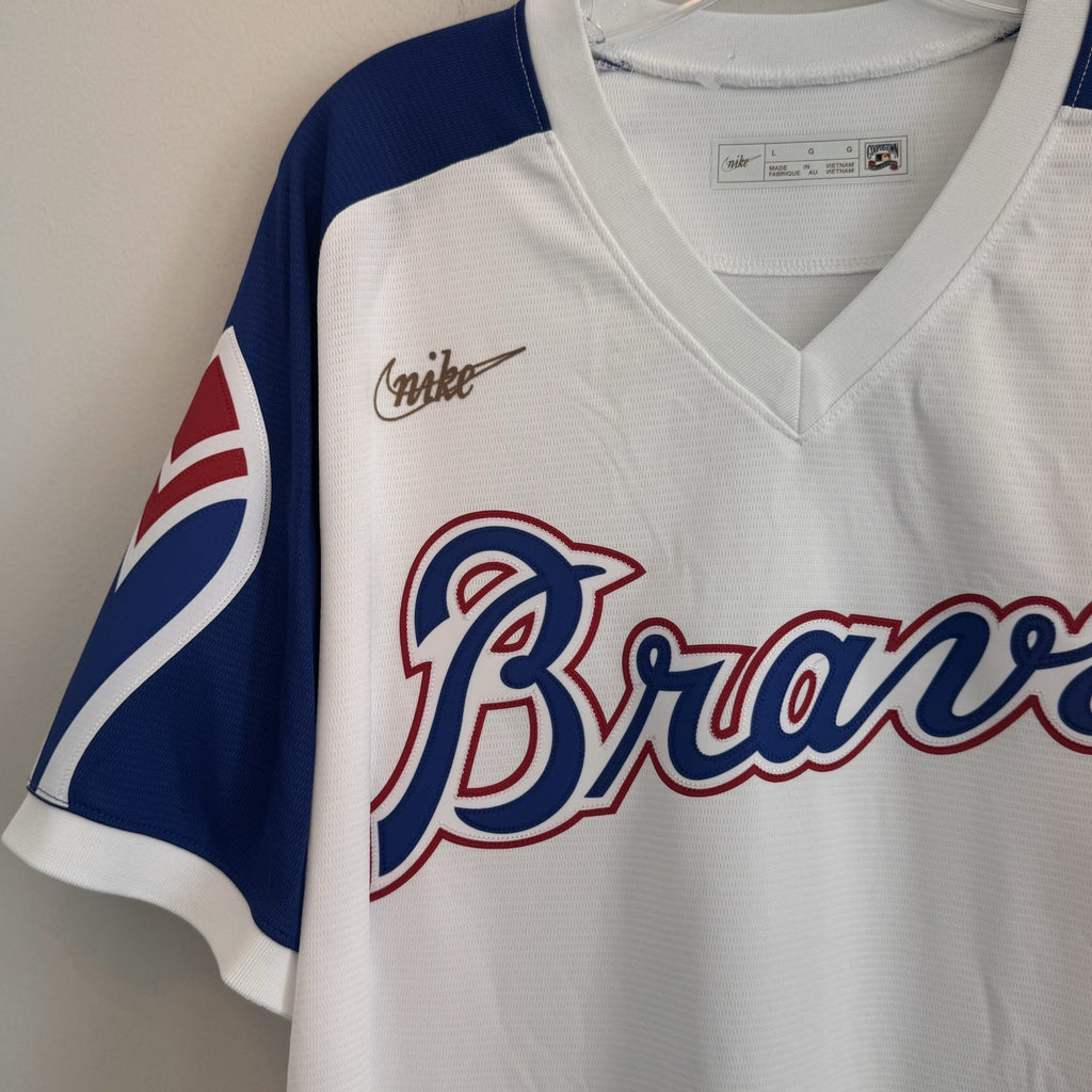 Nike Atlanta Braves Cooperstown Jersey Men’s Size: Large NWOT Blue/White