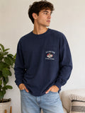 Big Dog Dad “My House My Rules” Pocket Long Sleeve Shirt Large Navy Blue Y2k Vtg