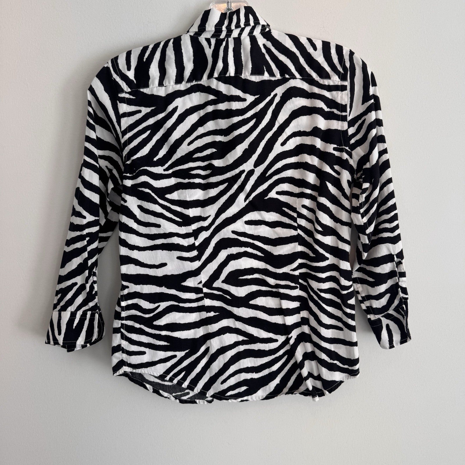 Lauren Ralph Lauren Petite P Zebra Print Button Down Shirt Cotton Safari Women’s