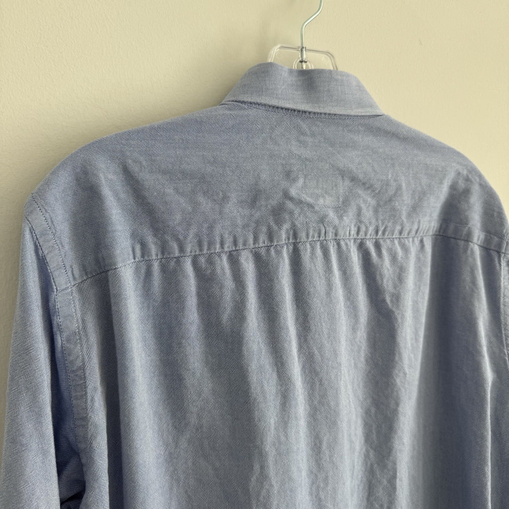 RCB Black Label Blue Dress Shirt XL Floral Contrast Trim 100% Cotton 