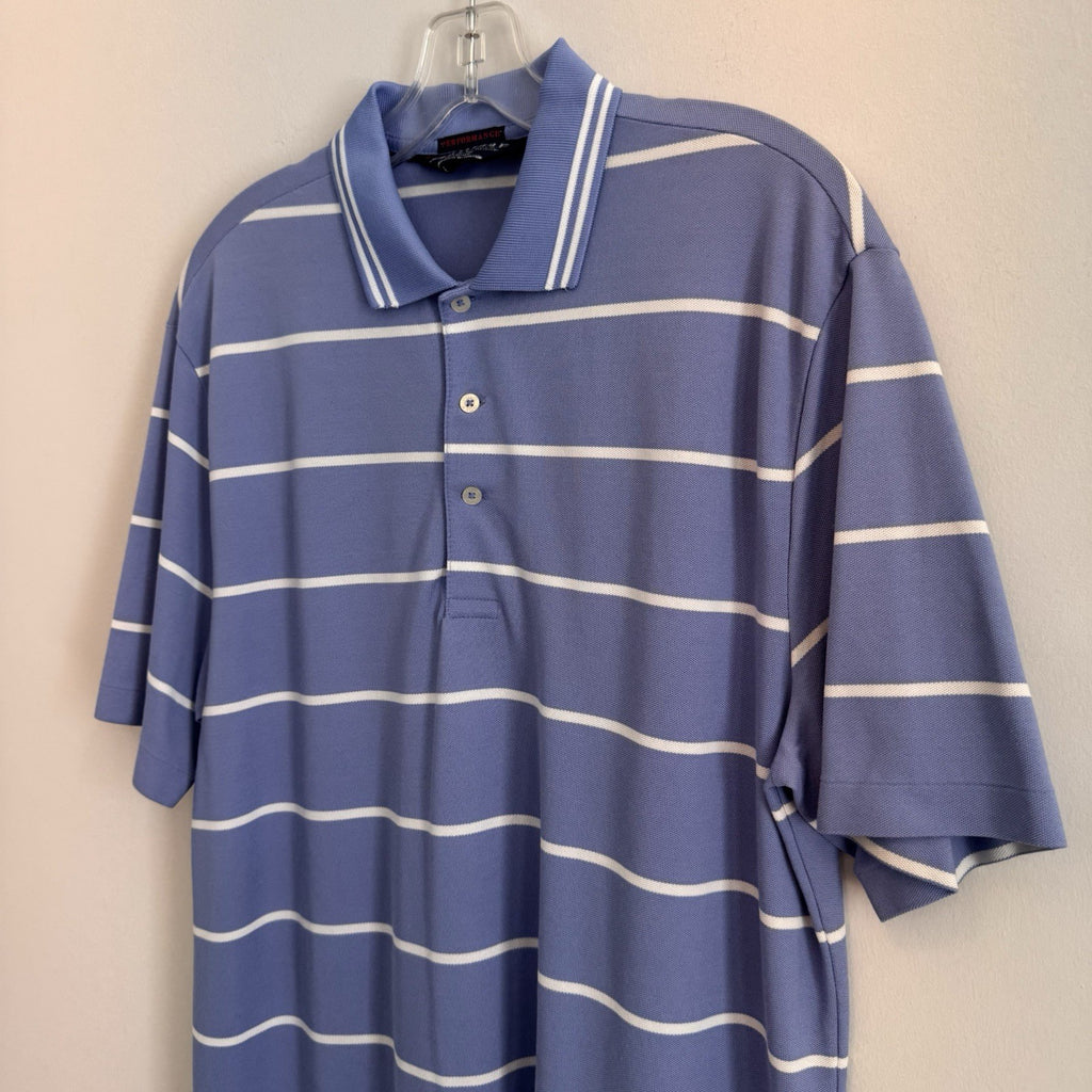 Polo Golf Ralph Lauren Mens Medium Performance Pima Cotton Striped Polo Blue