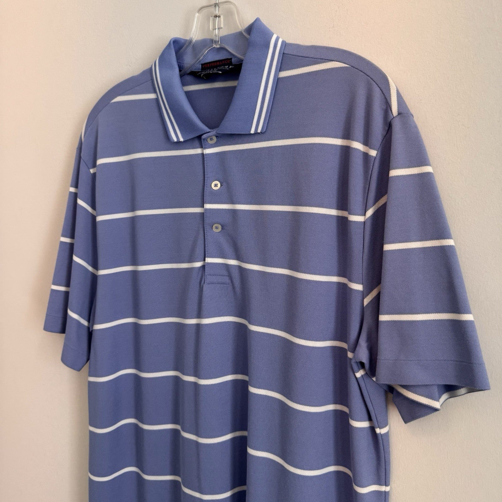 Polo Golf Ralph Lauren Mens Medium Performance Pima Cotton Striped Polo Blue