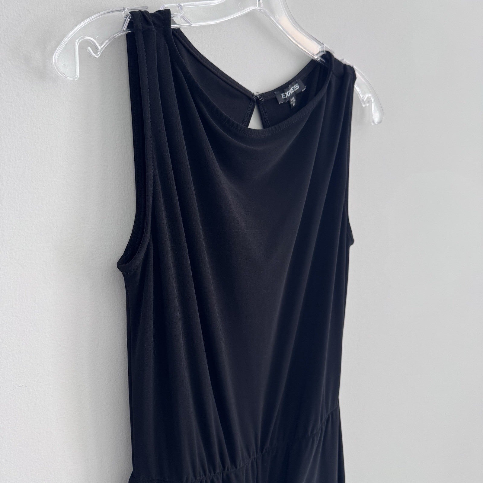 Express Women M Navy Sleeveless Jumpsuit Wide Leg Stretch Made USA