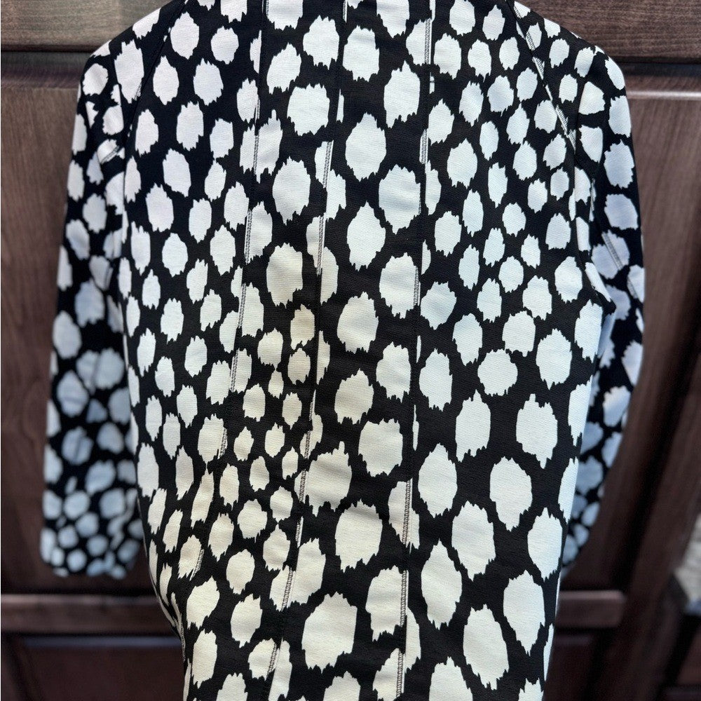 Molly & Maxx Black and White Zip Up Jacket Blazer Size Petite Medium Lined Dots
