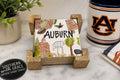 Auburn Alabama Ceramic Coaster Set w Wooden Holder Toomer’s Corner Tigers 4 New