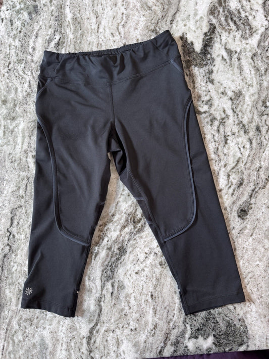 ATHLETA Marled Black Sz Small Stretchy Athletic Workout Capris Cropped Leggings