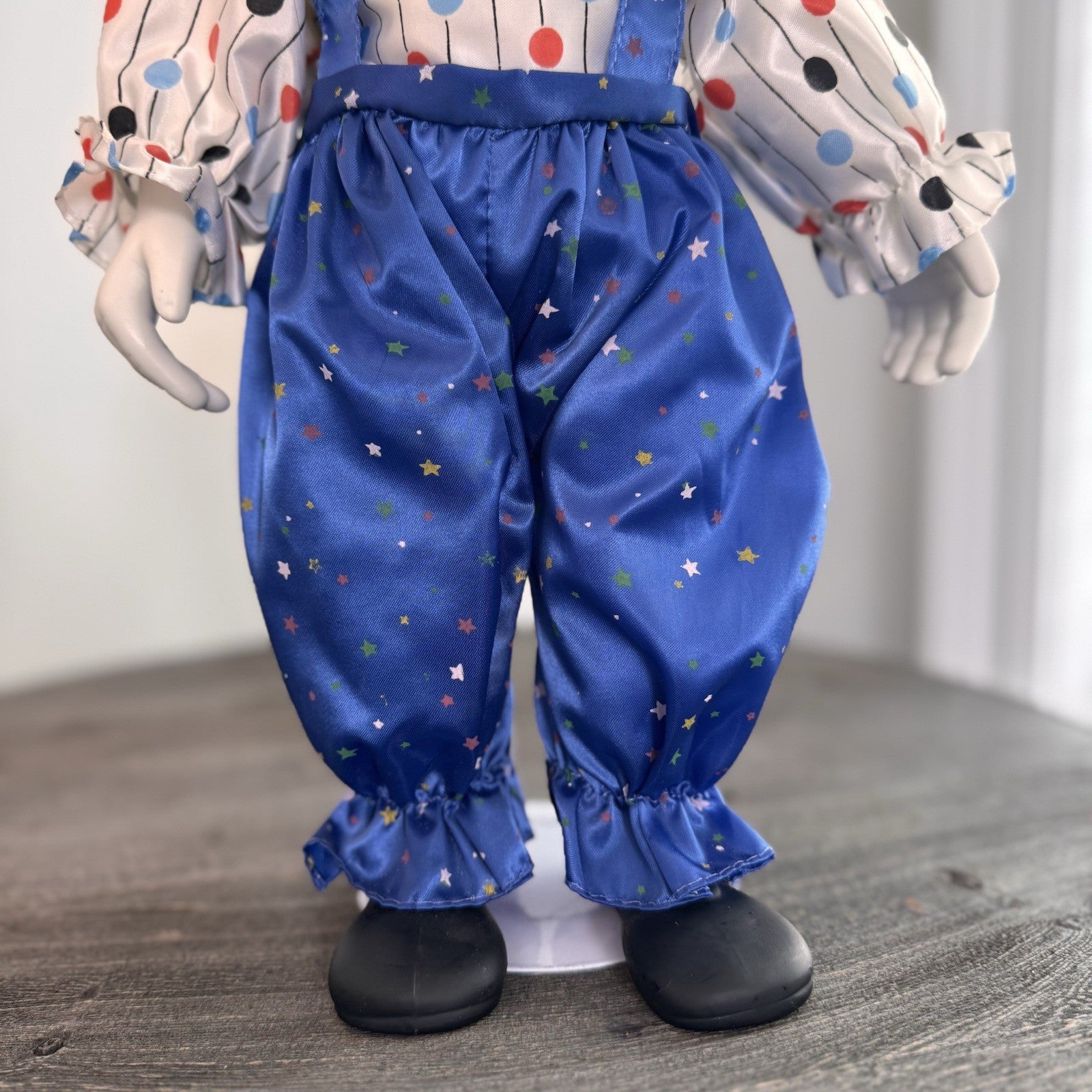 Vintage Circus Parade Porcelain Clown Doll 16" Red Hair Hand Painted Bisque Tag