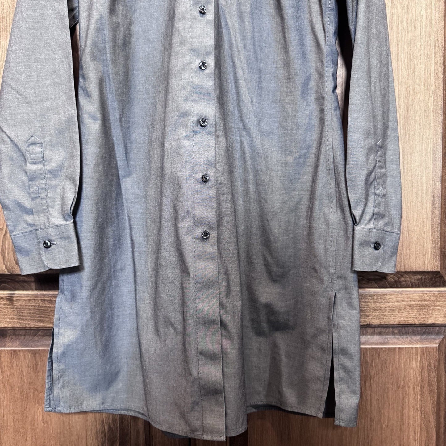 Brooks Brothers Women’s Fitted Button-Down Shirt Dress Gray Size 4 Non-Iron