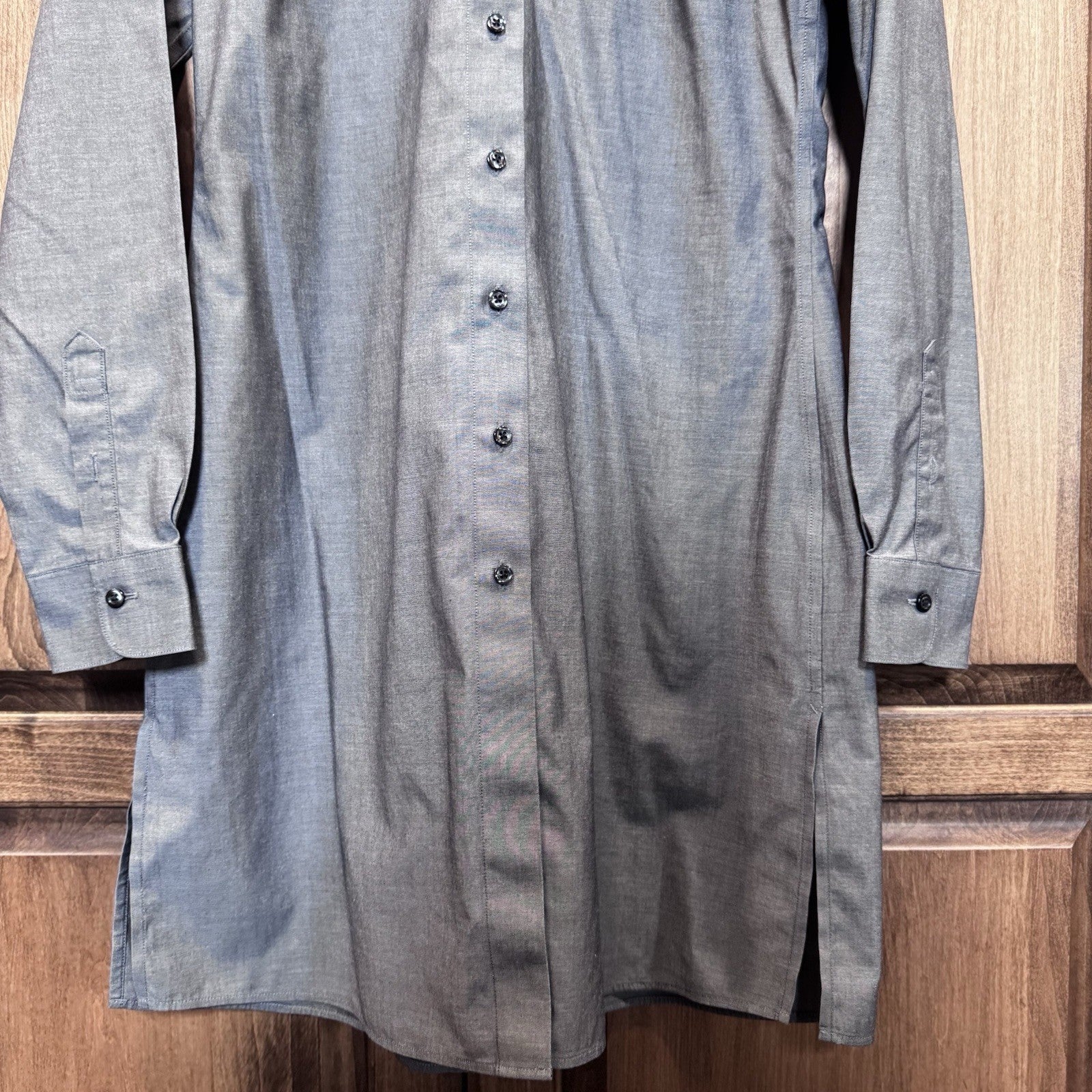 Brooks Brothers Women’s Fitted Button-Down Shirt Dress Gray Size 4 Non-Iron