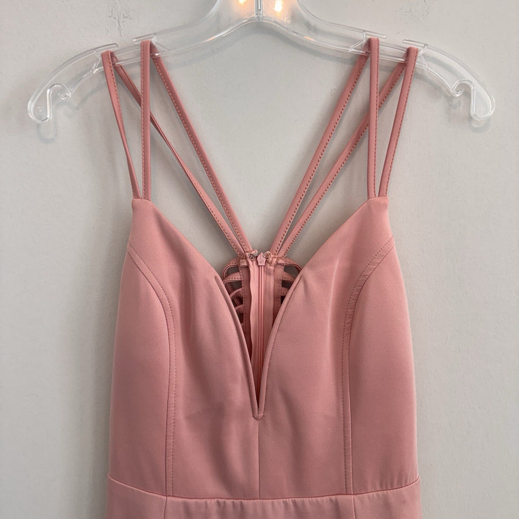 ENTRY Women's Large Dusty Rose Pink Cage Back Bodycon Dress Sexy Party Club
