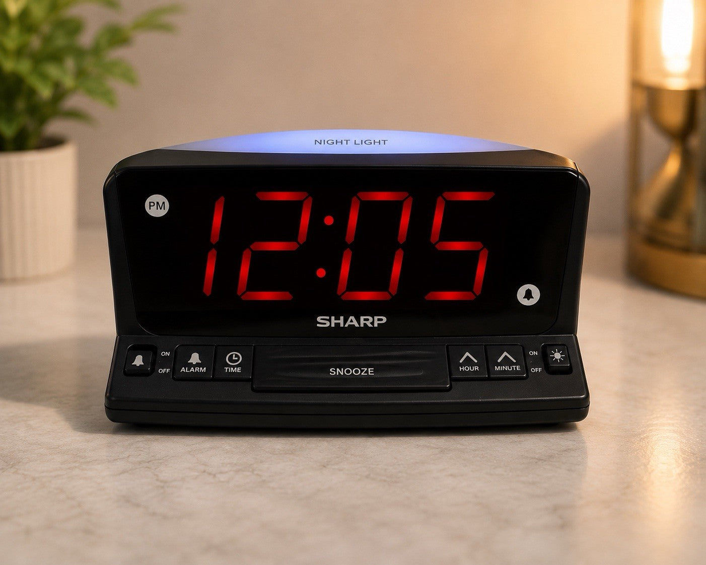 SHARP LED Digital Alarm Clock – Simple Operation - Easy to See Large Numbers,