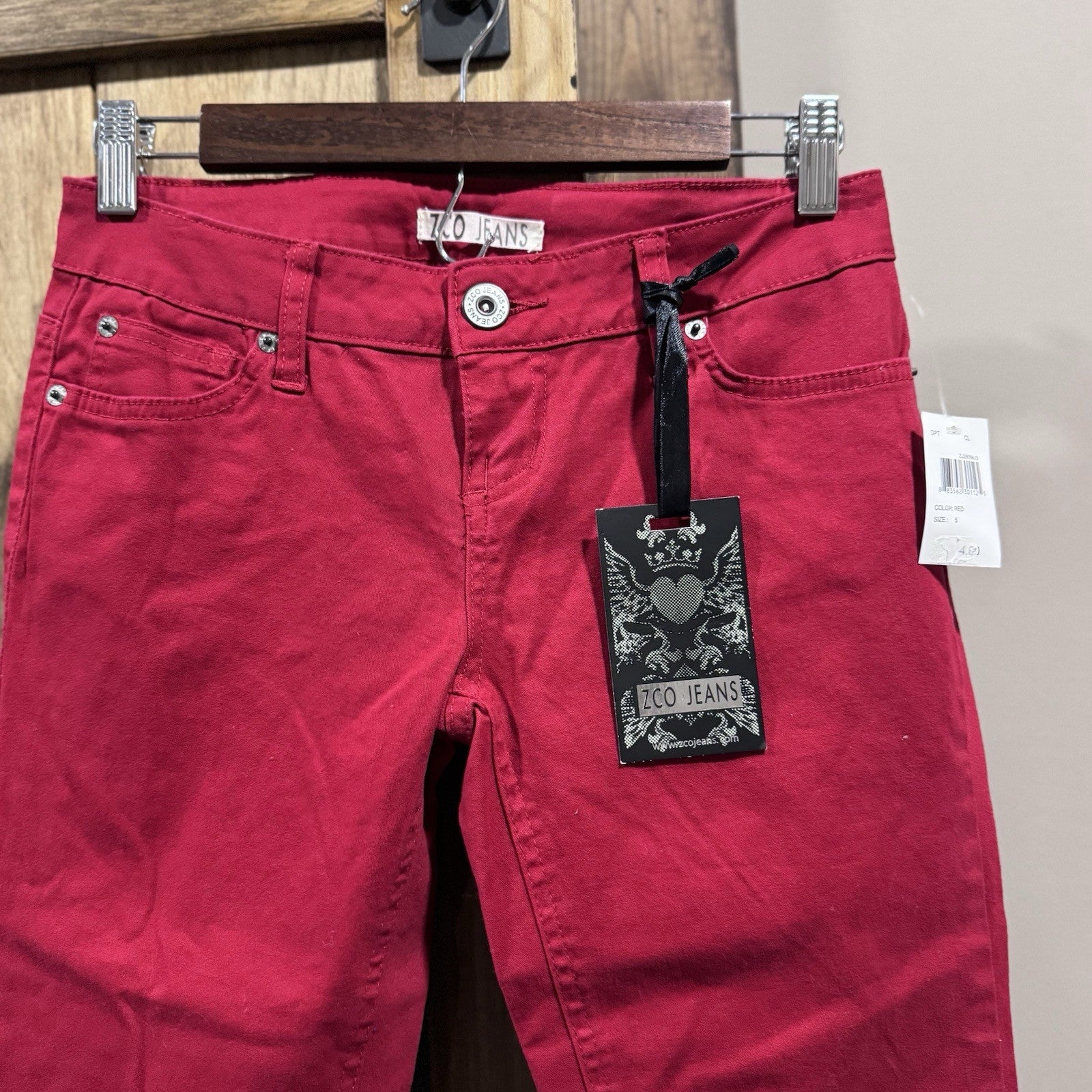 ZCO Jeans Juniors Size 5 Red Skinny Pants Stretch Cotton Blend NWT