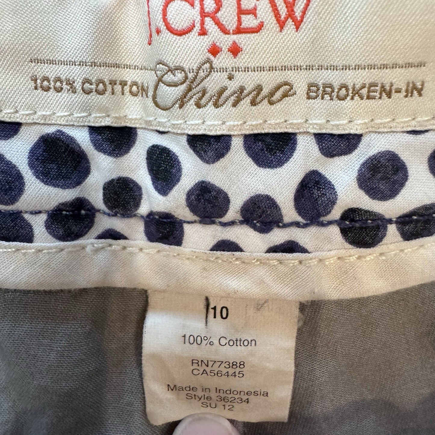 J.Crew Women’s Chino Broken-In Shorts Size 10  Blue/grey 100% Cotton Casual
