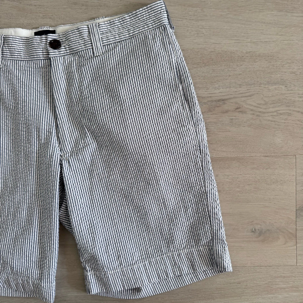 J.Crew 30W Seersucker Bermuda Shorts Blue Stripe Preppy Summer Men’s