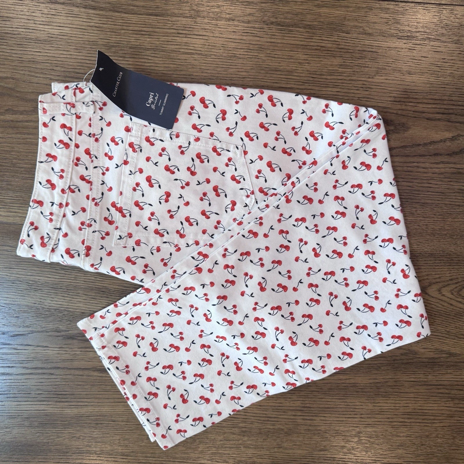 Charter Club Bristol Capri Pants Size 16 Cherry Print Tummy Slimming