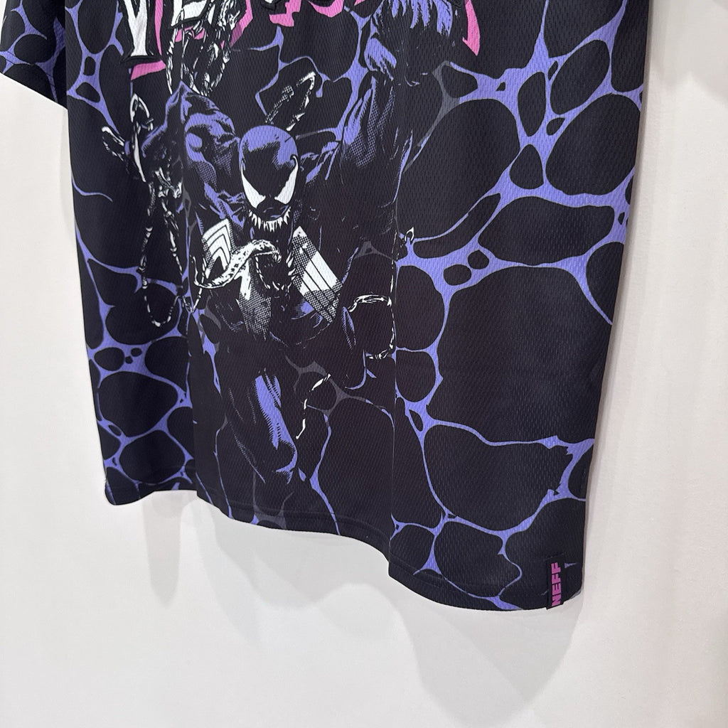 Marvel x Neff Venom Jersey Shirt Mens Medium NWT Graphic Black Purple Pink