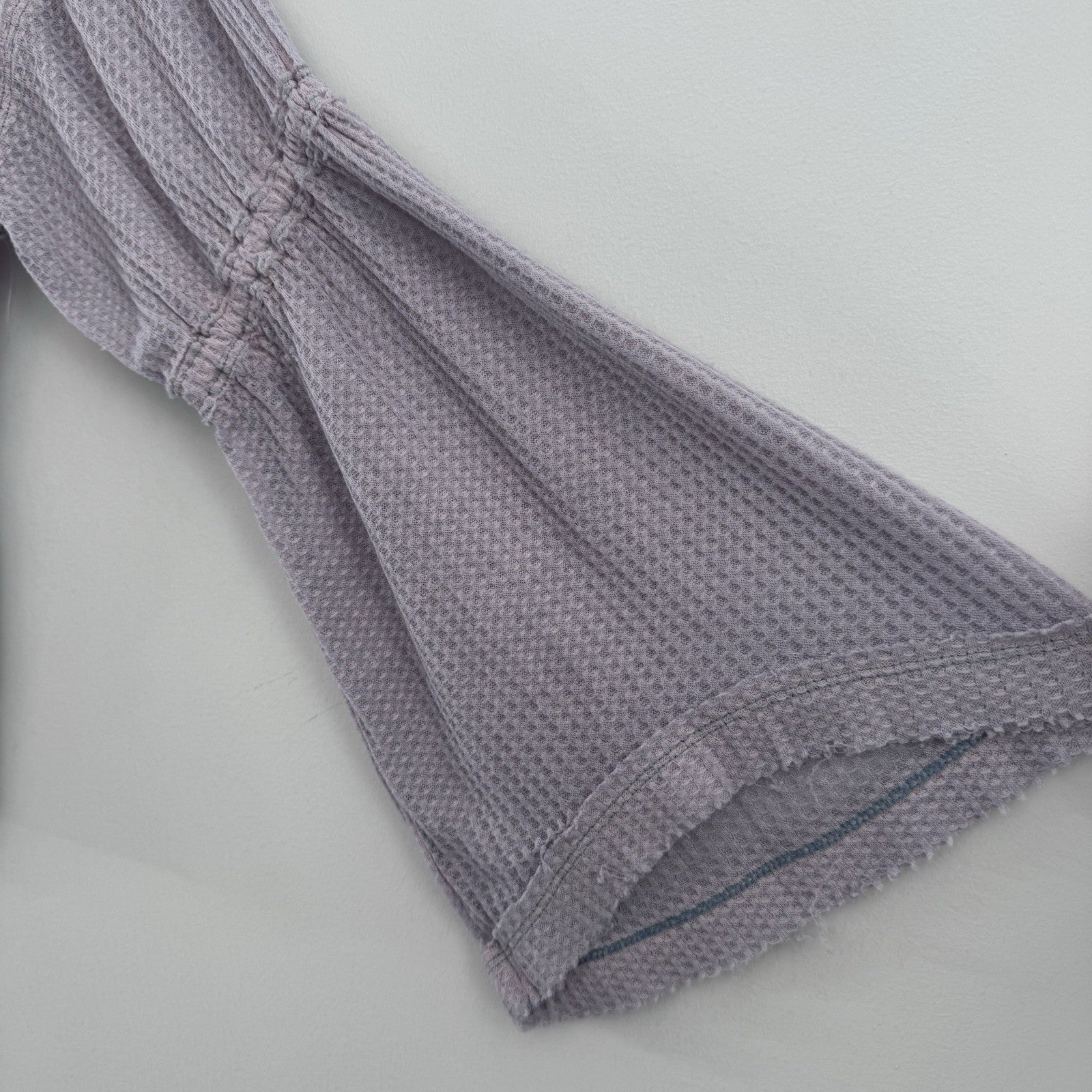 We The Free XS Lavender Waffle Knit Bell Sleeve Thermal Boho Top