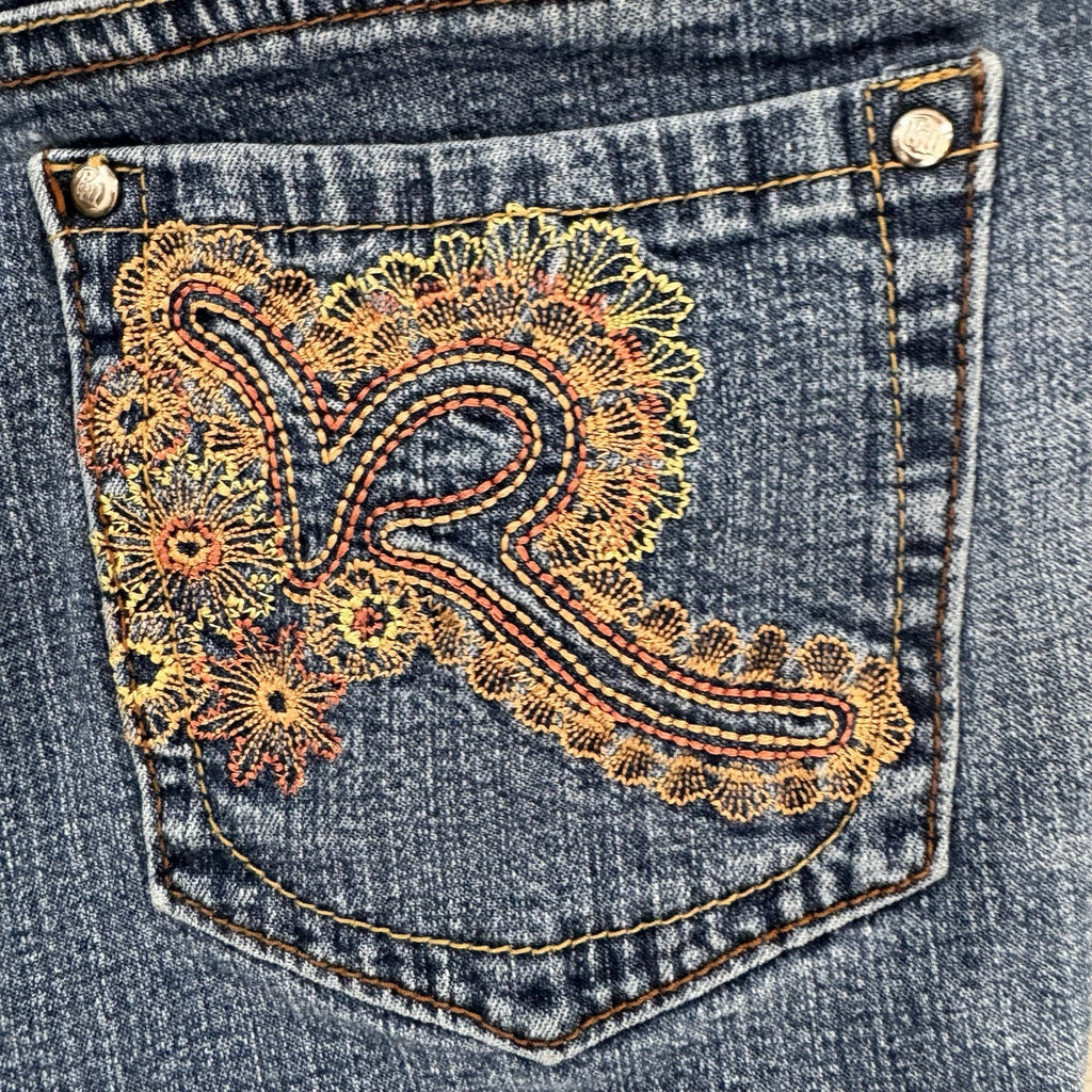 Rocawear Y2K Denim Shorts Sz 5 Low Rise Embroidered Logo Women’s Baddie