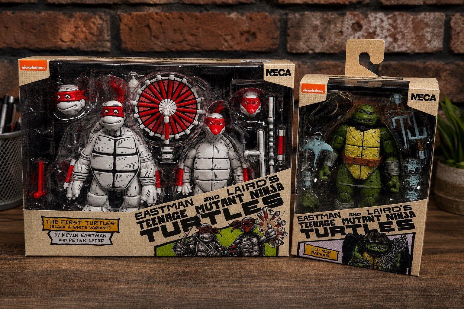 NECA TMNT Eastman Laird First Turtles B&W 2-Pack Old Man Raphael Lot