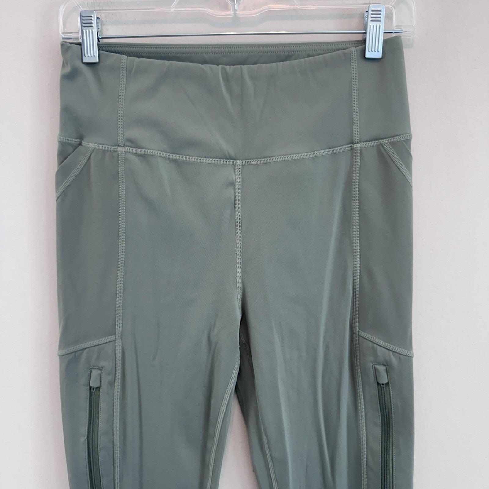 Forever 21 Active Leggings Women M Green Cargo Pocket Zip Athleisure