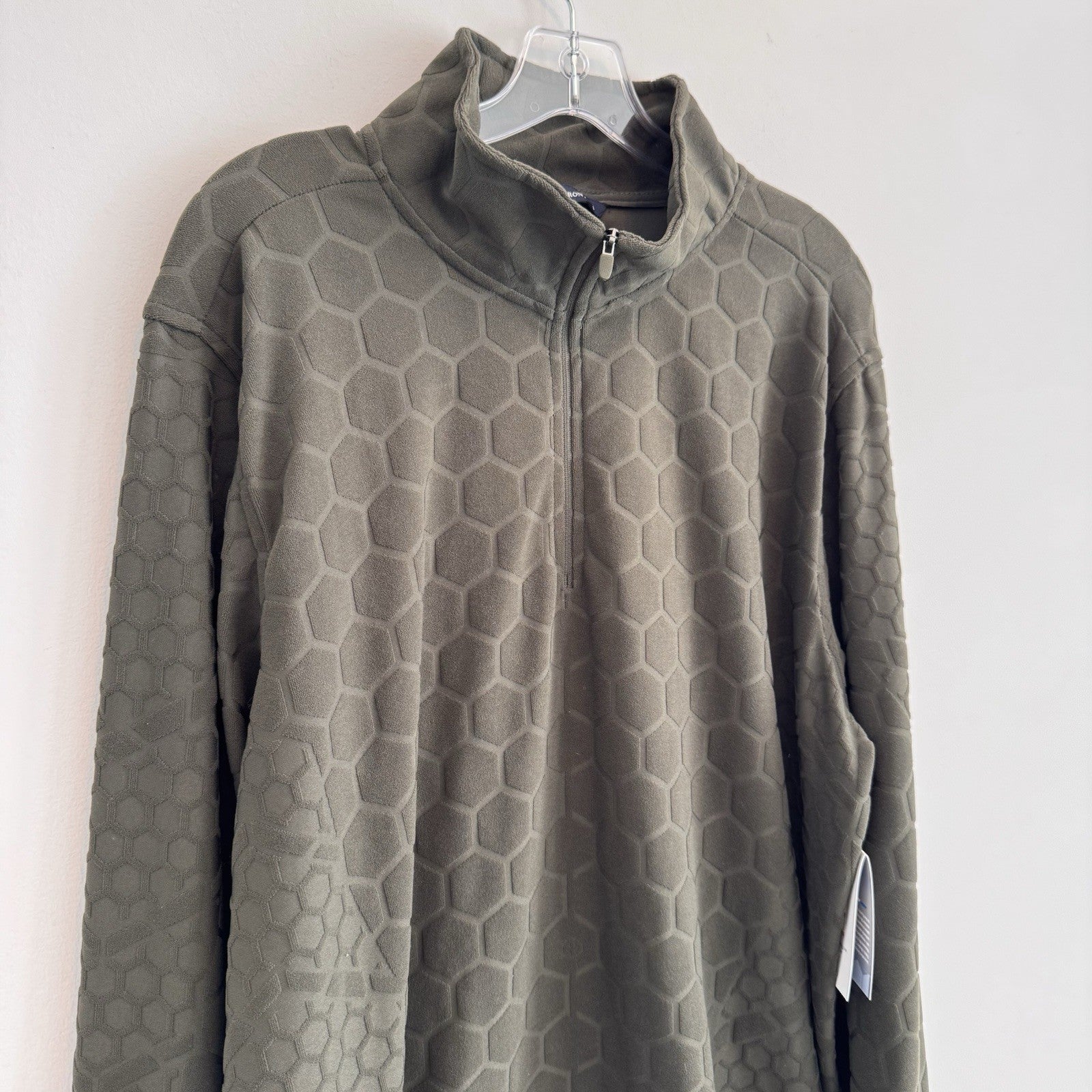 Urban Frontier Mens XL Honeycomb Fleece 1/4 Zip Pullover Jacket Green NWT