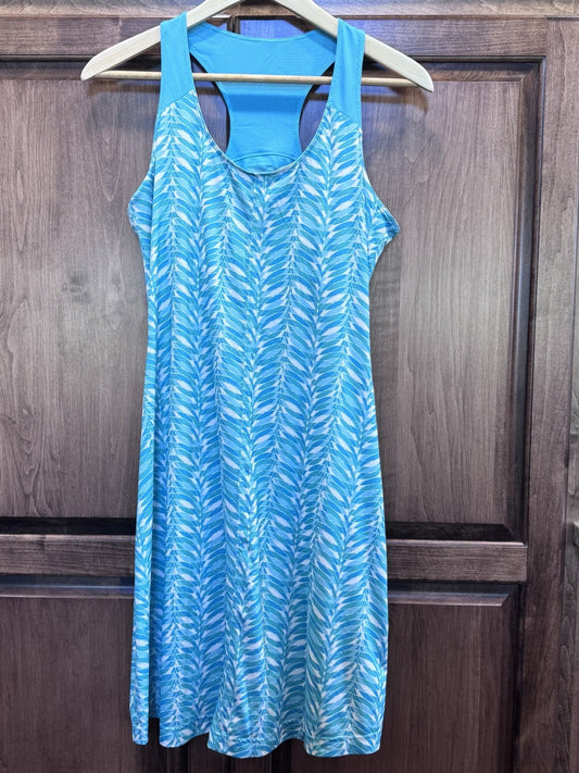 Columbia Omni-Wick Sleeveless Tank Top Small Leaf Print Blue Green Athletic