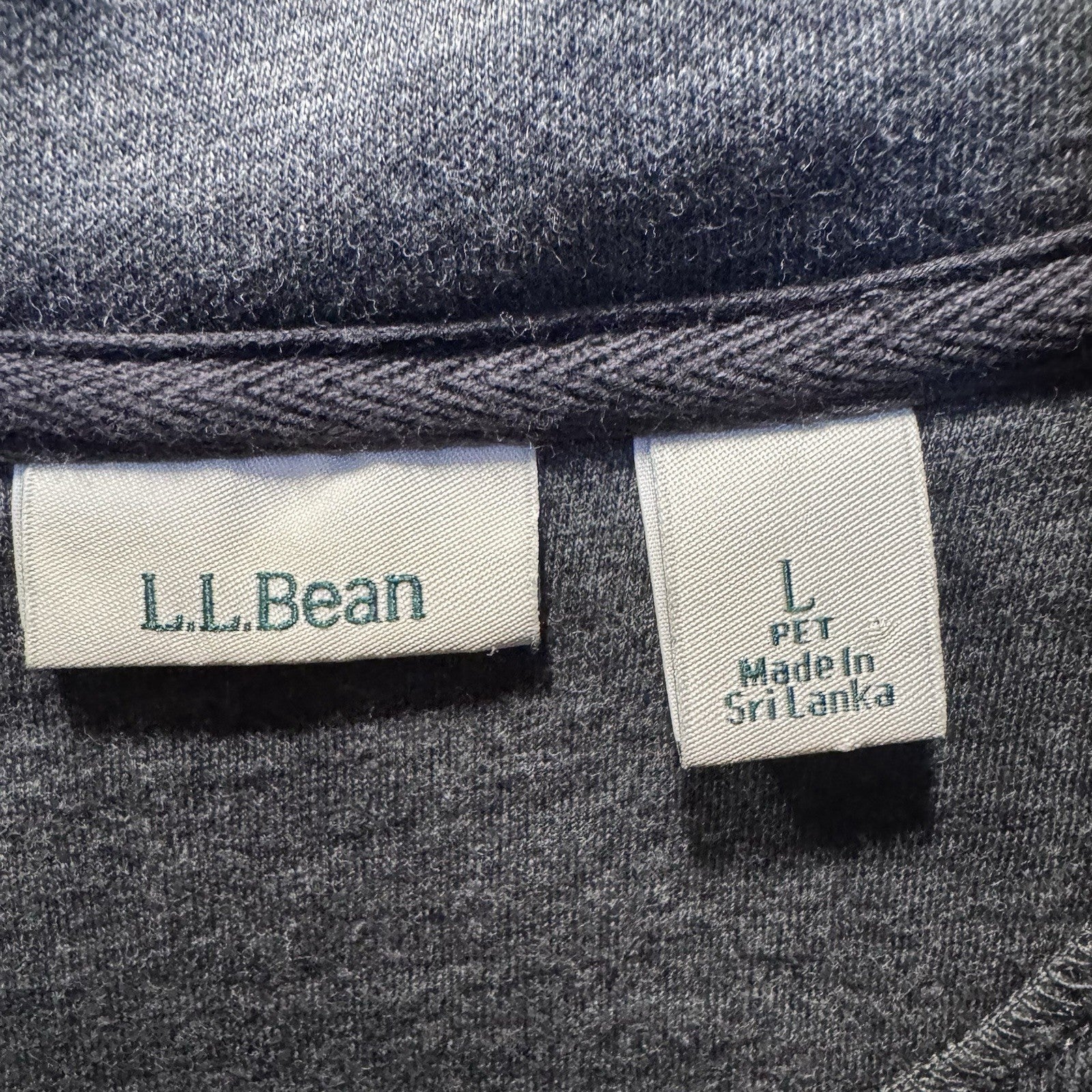 LL Bean Quilted Sweatshirt Full Zip Grey Women’s Cardigan Size Large