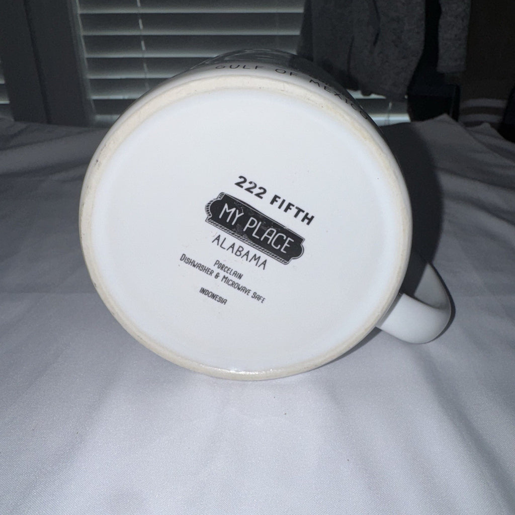 VTG 222 Fifth My Place Alabama Map Oversize Jumbo Coffee Mug Cup 28 oz Porcelain