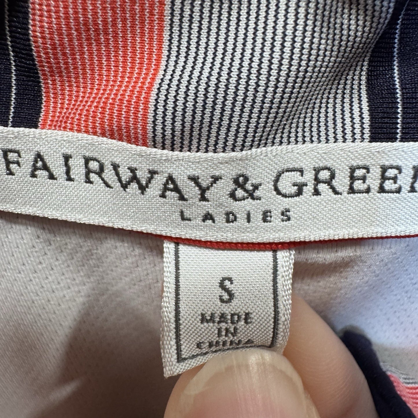 Fairway & Greene Ladies Sleeveless Golf Polo Shirt Size Small White Pink Stripe