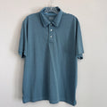 Brooks Brothers Mens Large Polo Shirt Blue Striped Performance Golf Sleeve Logo