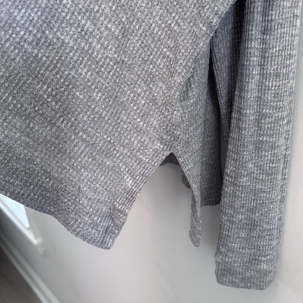 American Eagle Soft & Sexy Waffle Knit Top Gray Oversized Long Sleeve Women XL