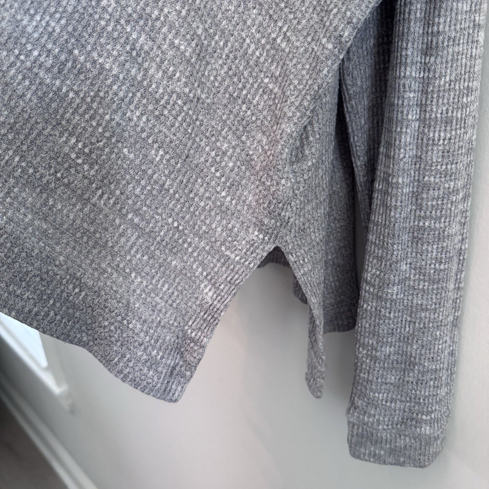 American Eagle Soft & Sexy Waffle Knit Top Gray Oversized Long Sleeve Women XL
