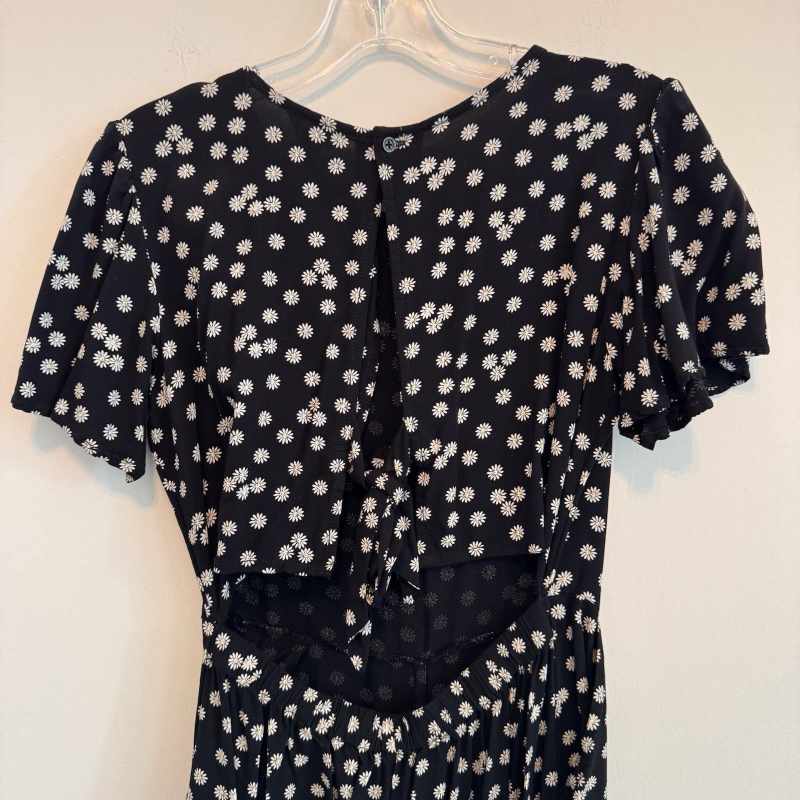 1901 Nordstrom Big Girls XL 14/16 Black White Daisy Look Back Jumpsuit Wide Leg