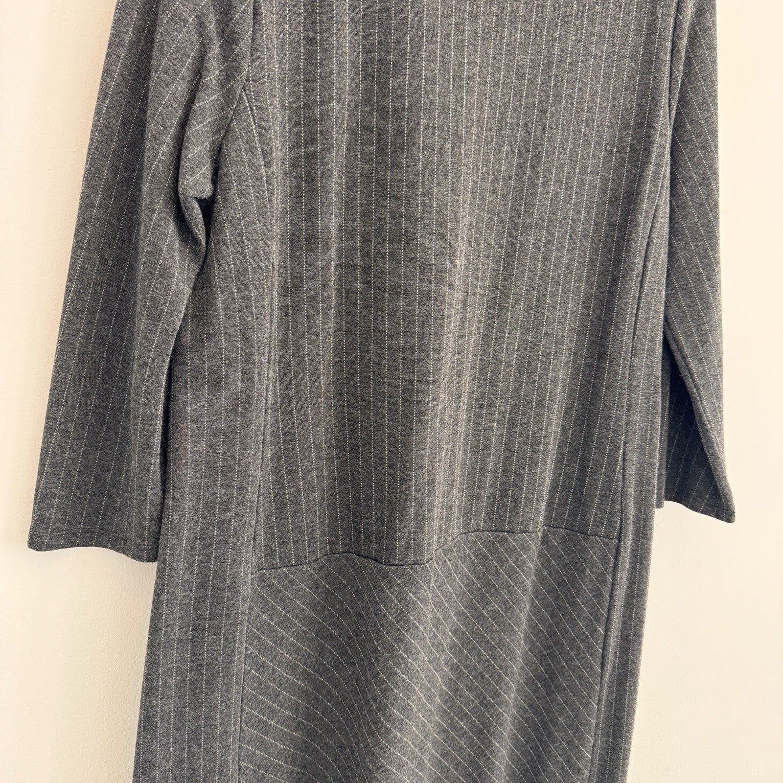 J Jill Ponte Dress Medium Gray Knit 3/4 Sleeve Stretch Office Career POCKETS