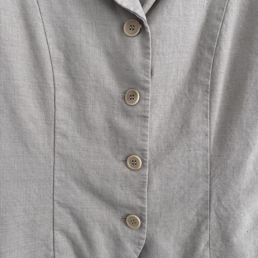 Talbots Linen Blazer Jacket Sz 12 Tan Short Sleeve 4 Button Career