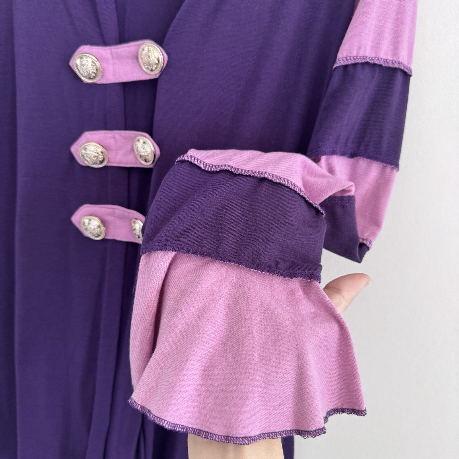 DRESSFO Purple Hooded Tunic Top XL Lace Up Back Steampunk Whimsigoth Renaissance