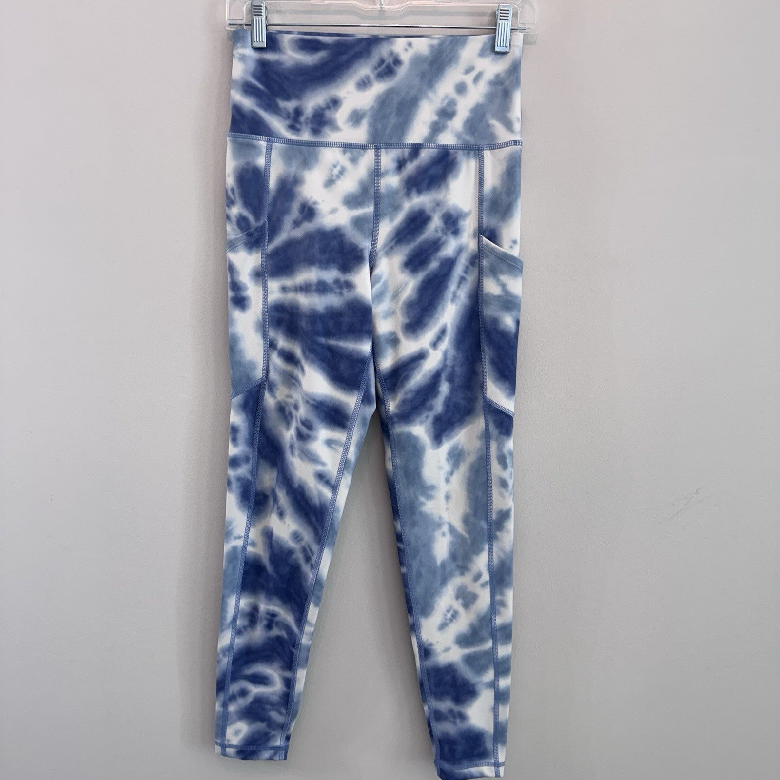 Lot of 3 Aerie American Eagle Leggings Blue Purple Tie Dye Pocket Hugger Medium