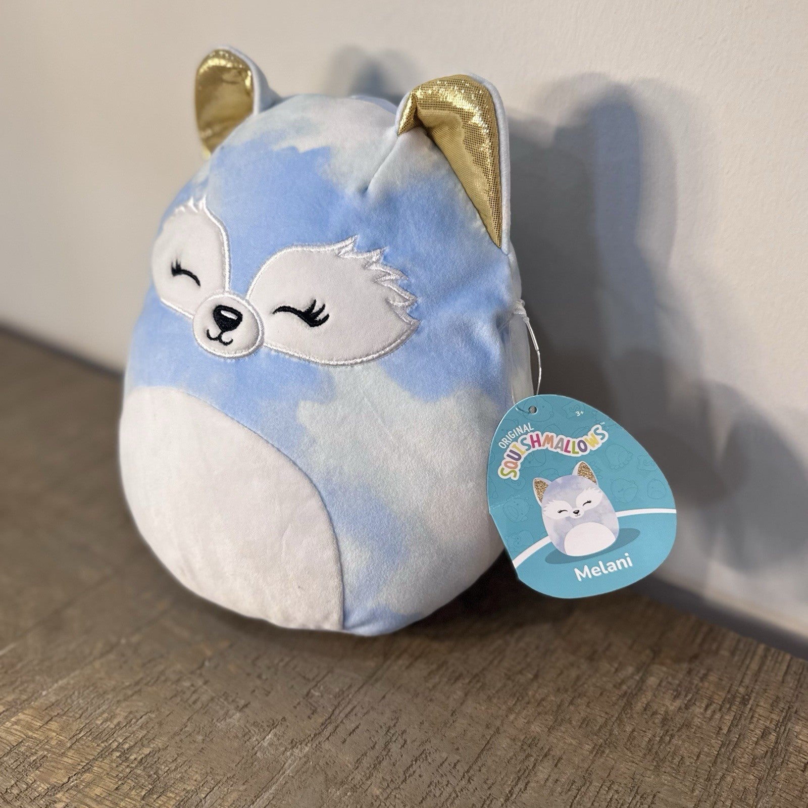 Squishmallows Melani Blue Fox 8” Plush Gold Ears Original Hang Tags Jazwares